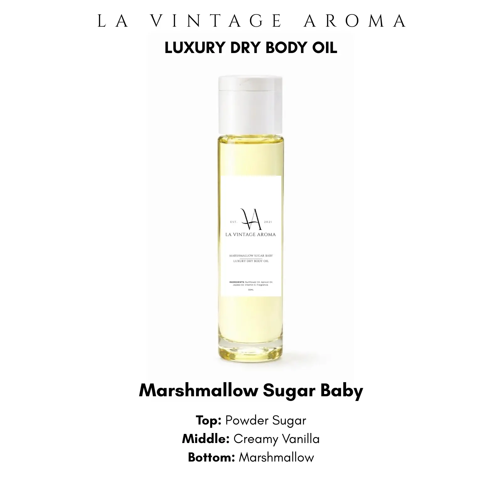 Marshmallow Scented Body Oils - Choose Your Scent - Lightweight Highly Scented Body Oil - Marshmallow Scents Collection
