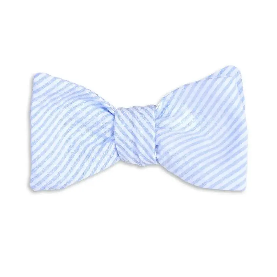 Light Blue Seersucker Stripe Bow Tie