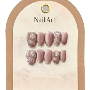 T28 Original handmade wear nail mist rose white heat sell light therapy new nail sticker cat eye short nail plate