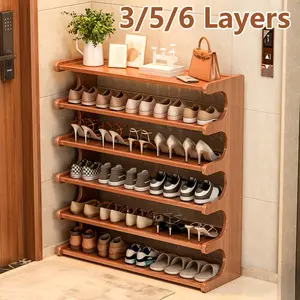 Bamboo Shoe Rack Christmas Gift Wood Grain Finish 6/15/24 Pairs Easy Assemble Space Saving 3/5/6 Tier for Front Door Entryway Hallway Living Room Bedroom Garage