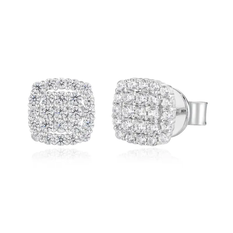 UCCIYO  Square Earrings UCCIYO 18k Gold-Plated Lab-Created Moissanite Earrings For Women S925 Sterling Silver Moissanite Earring Men Hip Hop Jewelry Couple Gift【#E676】