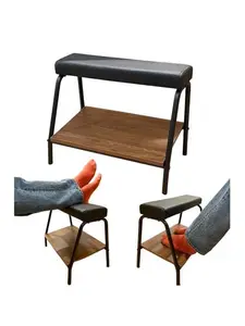 Double Step Footrest Under Desk Versatile Foot Stool Ottoman for Comfortable Desk Work Office Life (Black)