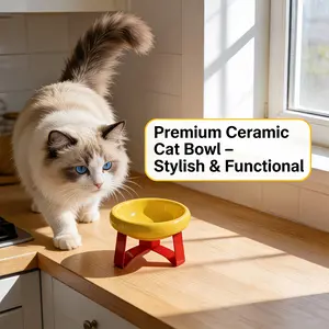 Elevated Pet Food Bowl with 15° Tilt, Anti-Spill Design, High-Leg Cat & Dog Dish, Cervical & Spinal Support, Non-Slip Base