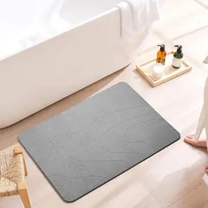 Diatomaceous Earth Shower Mat - Absorbent, Quick Drying, Non-Slip Natural Hard Stone Bath Mat for, Easy to (Light Gray)