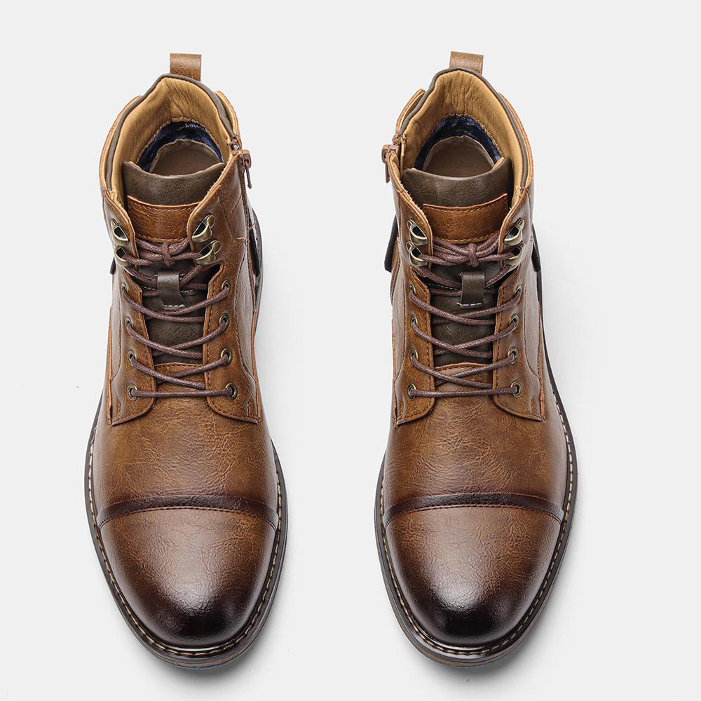 Classical Men Boots 2025 Fashion Comfortable Spring Leather Boots with Zipper