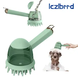 LCZLBRRD Pet Bath Brush for Dogs Cats, 2 in 1 Dog Grooming Brush with Built-in Shampoo Dispenser, Soft Silicone Bristle Pet Shower Scrubber for Massage & Loose Fur Removal, Ergonomic Handle for Long/Short Haired Pets, Green per  brush Dispensing Hair Brus