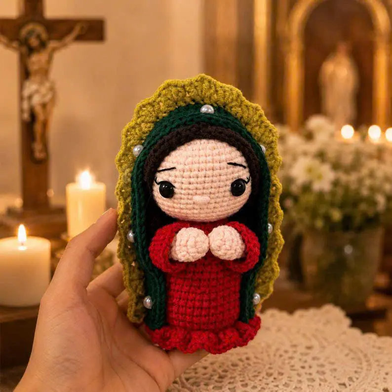 Handmade Crochet Prayer Doll – Soft, Peaceful Amigurumi Figure for Home Decor, Meditation & Gifting