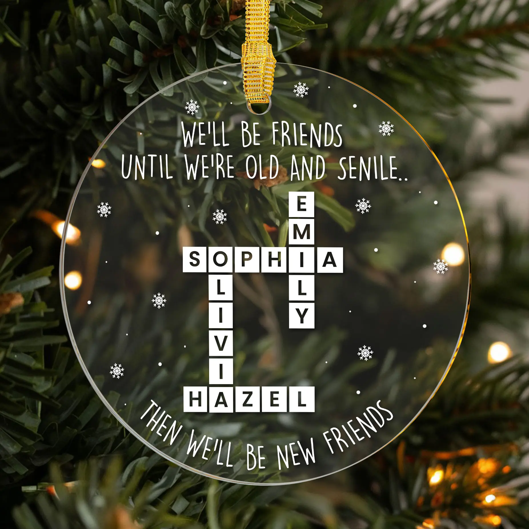 Personalized We'll Be Friends Until We're Old and Senile - Then We'll Be New Friends Puzzle, Custom Friendship Christmas Ornament, Heartwarming for Best Friends