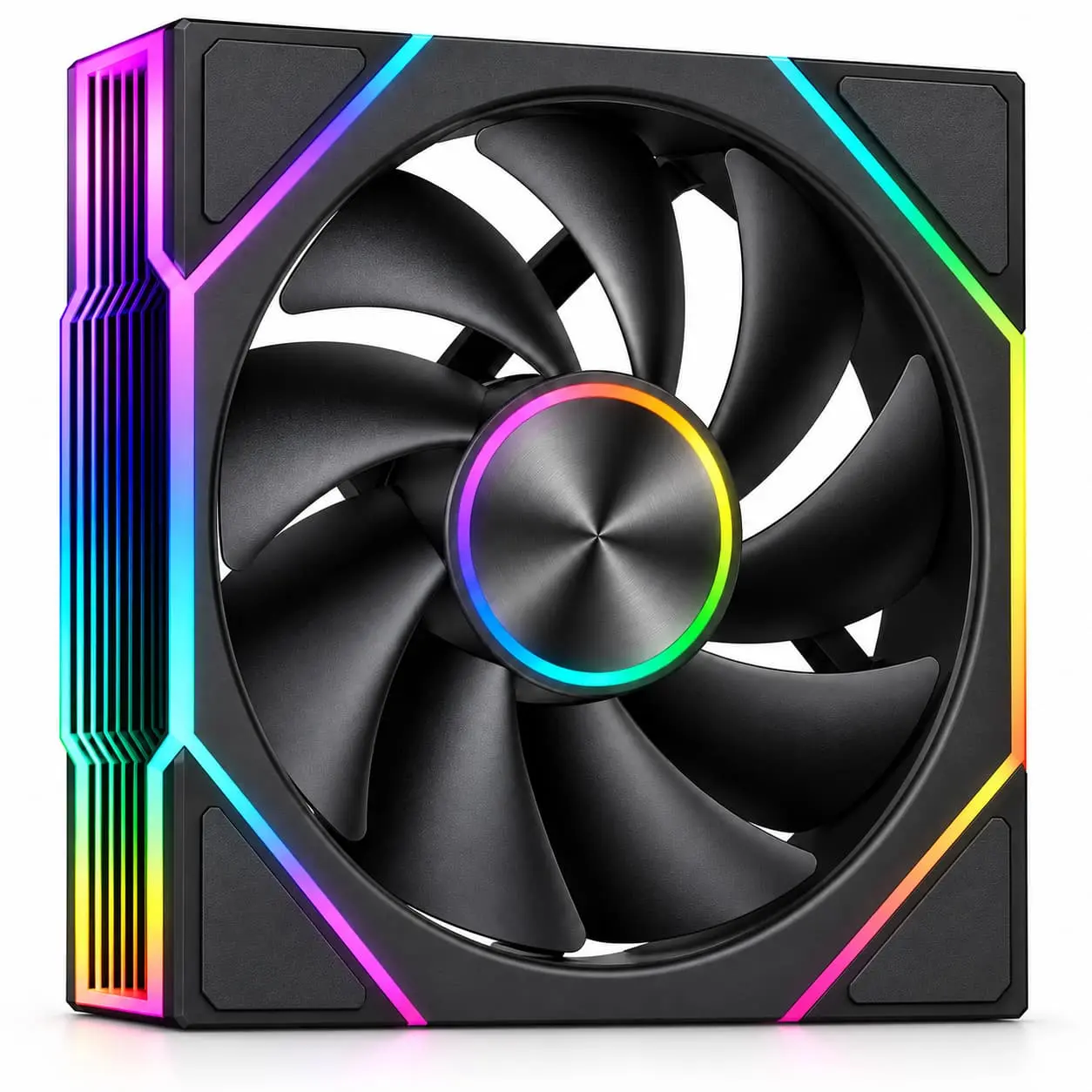 HotBell 120mm ARGB PWM PC Case Fan, Standard Airflow, Hydraulic Bearing, 800–2000 RPM, 61.5 CFM, 2.0 mmH2O, 4-Pin PWM + 5V 3-Pin ARGB, Black/White
