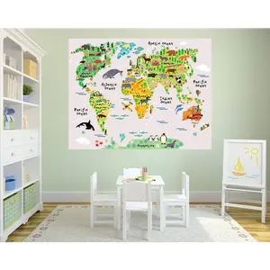 World Map Wall Decal for Kids Room - Customizable Design, Ideal for Kids' Room Decor