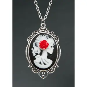 Love You To Death Skull Cameo Necklace