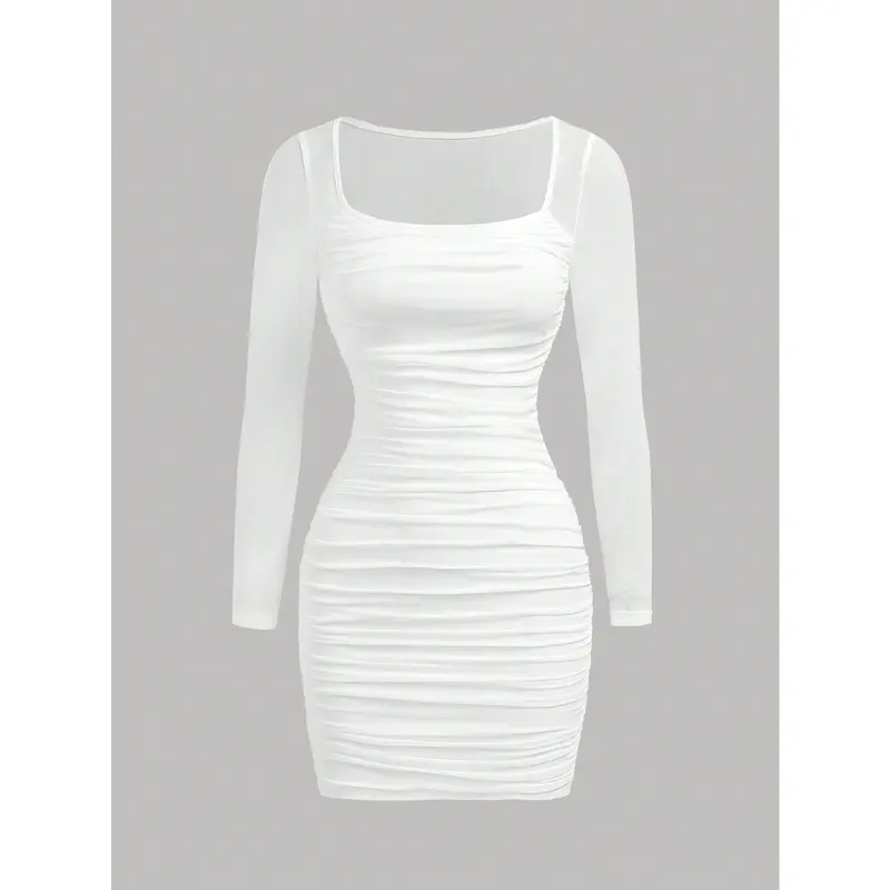 mesh going out dresses Mesh Panel Skater Dress – GlamourNaire