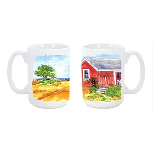 212 MAIN Ceramic Coffee Mug - Old Red Cottage House Design, Dishwasher Safe, Microwavable, for Tea & Drinks, Ceramic Material Cup