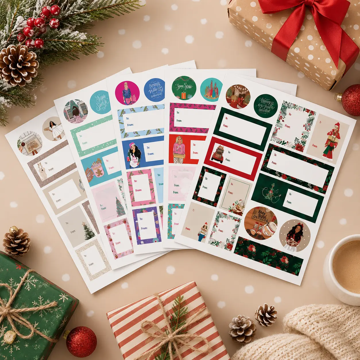 Christmas Gift Tag Sticker Pack | Holiday Gift Label Stickers