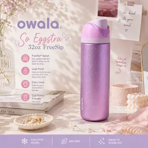 Owala FreeSip 32oz So Eggstra Purple Glitter Water Bottle Leak Proof Insulated Stainless Steel