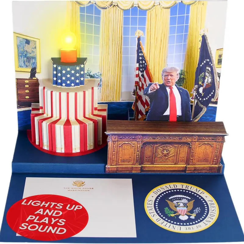 Pop Up Birthday Card with Light & Sound Says Happy Birthday in Donald Trump REAL Voice for Men and Women, Mom & Dad, Husband or Wife