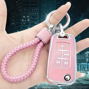 Car Key Case With Keychain, Soft TPU Key Cover, Car Key Protector Compatible With Chevrolet, Cruze, Captiva, Epica, Malibu, Camaro, Trax, Tracker