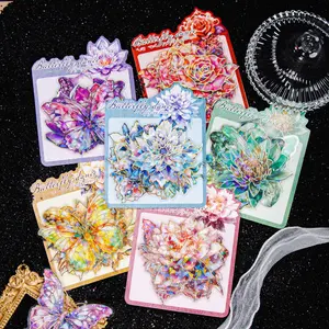 Vintage Flower Pattern Sticker, 10pcs/bag Scrapbook & Journal Making Material Paper, DIY Decorative Sticker for Water Bottle & Phone Case