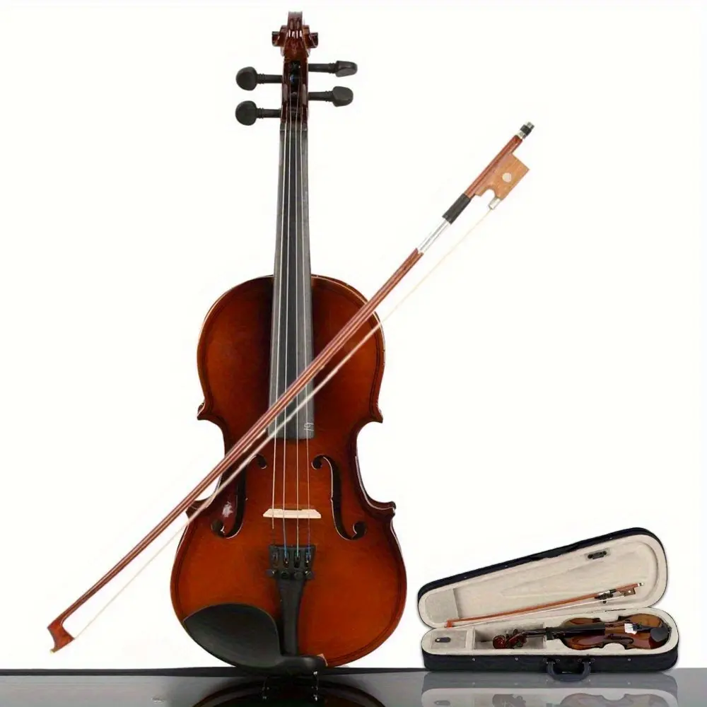 New 1/4 Acoustic Violin Case with Bow in Natural/Pink