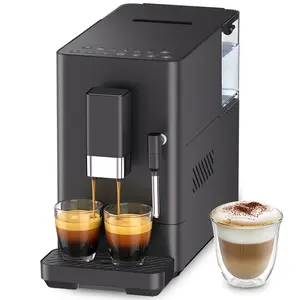 COWSAR Touchscreen Coffee Machine with Automatic Milk Frother, All-in-One Smart Espresso Maker for Cappuccino & Latte, Built-in Conical Grinder & Intelligent Reminder, Removable Brewer & Water Tank (Black)