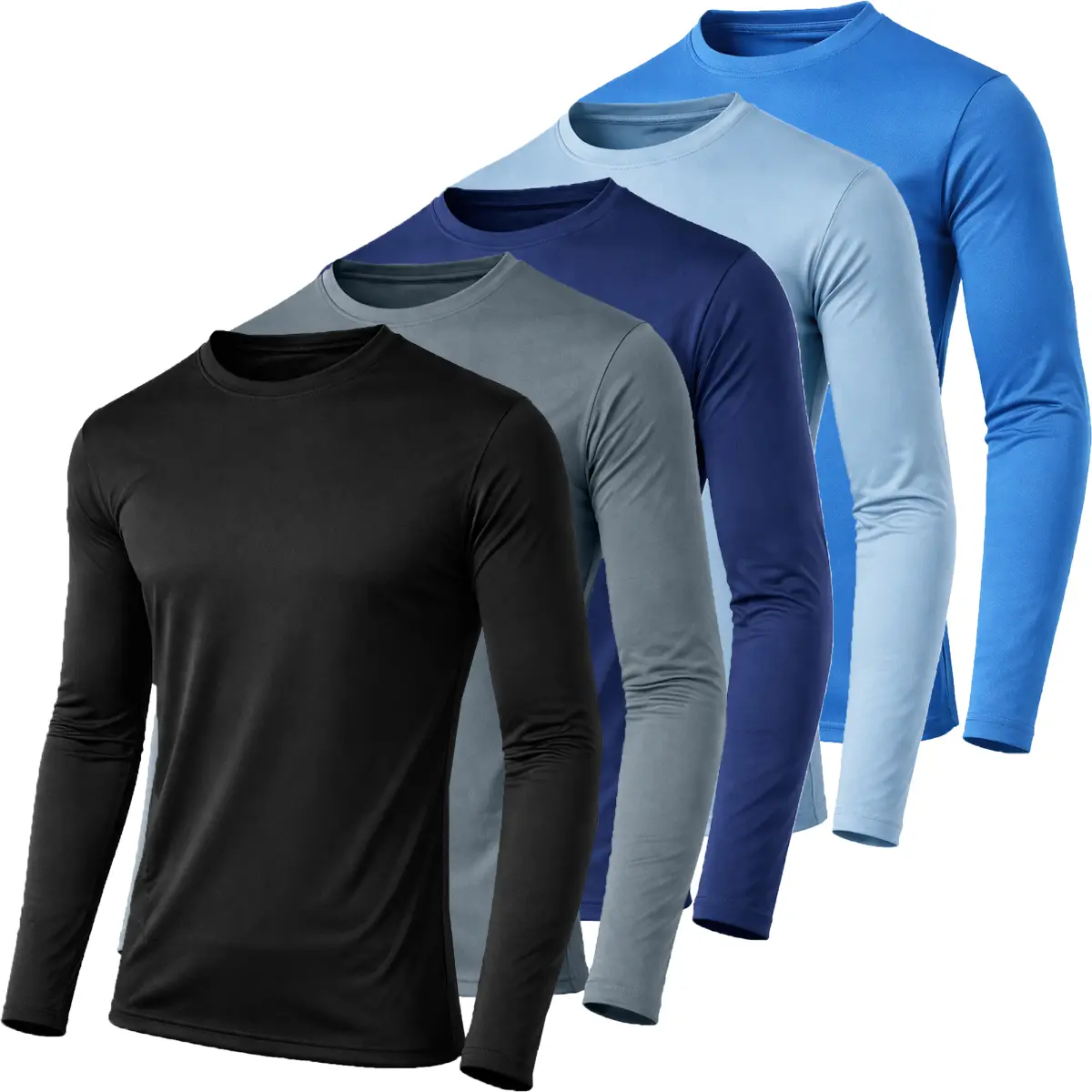(Long Sleeve) Black-Charcoal-Navy-L.Blue-M.Blue