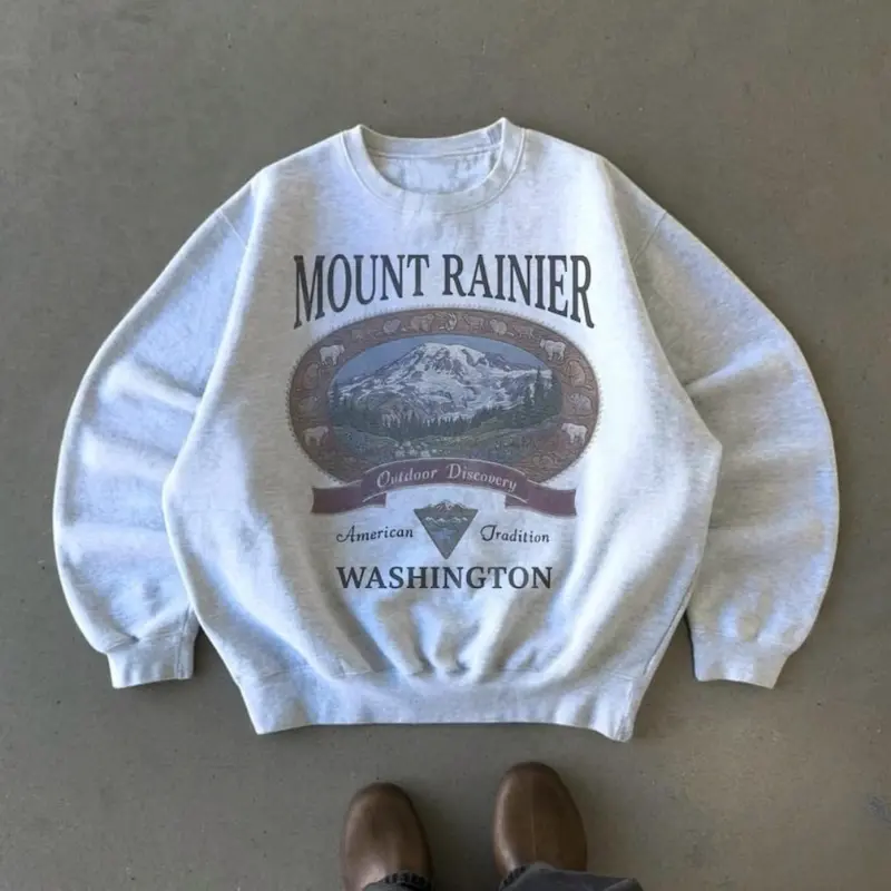 Retro Mount Rainier Washington Sweatshirt, Vintage 90s American Tradition Pacific Northwest Crewneck, Nostalgia Hiking Old School Gift
