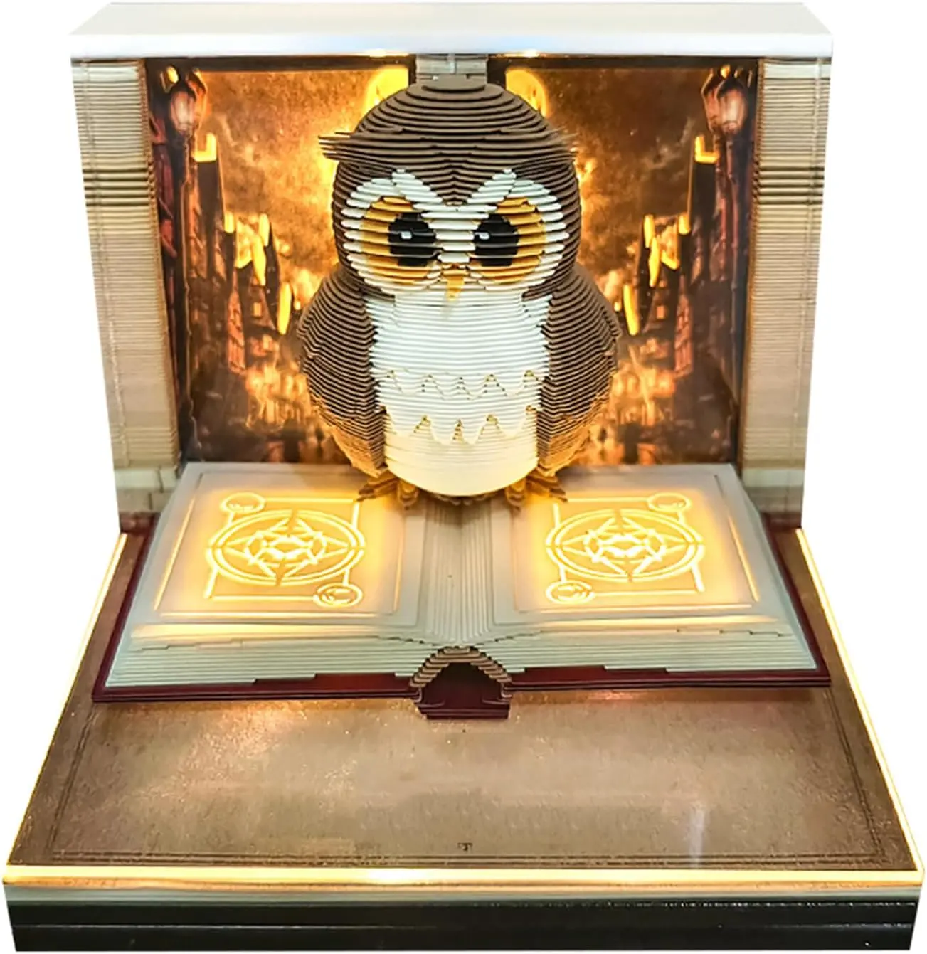 （tiktokshopbacktoschool）3D Owl Design 2026 Calendar Notepad with LED Light - Home/Festive Desk Decoration, 3d owl design Time Management Tool for Office Workers, Unique Desk Decoration sohochic