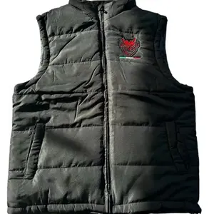 La Chamukiza Tricolor Chaleco - Black Puffer Vest with Embroidered Logo and Front Pockets
