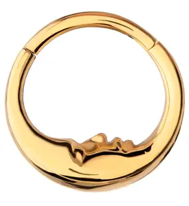 Gold PVD Half Moon Face Titanium Hinged Segment Ring