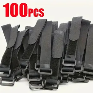Reusable Fastening Cable Straps and Cable Ties Set 100pcs, Adjustable Multi-Purpose Hook and Loop Cord Ties for Organization