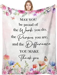 Thank You Gifts for Women, Appreciation Gifts for Employee, Inspirational Gifts for Women, Farewell Gifts for Coworkers/Teacher/Nurse Throw Blanket 60”×50”