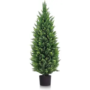 DLD 35-in Fake Plant - Plastic Green Cedar Post Artificial Tree, Artificial Faux Plants for Balcony & Modern Home/Outdoor Decoration (1pc)