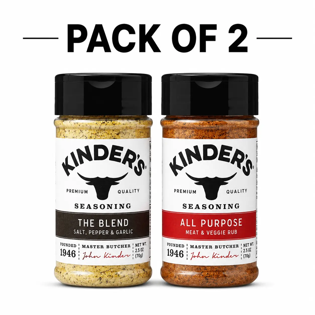 Kinders Variety Pack of 2 Seasonings – The Blend 3.0 oz & All Purpose 2.9 oz, Premium Seasoning Blends