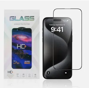 Full Coverage Screen Protector for iPhone 14 Pro 6.1-Inch, 9H Tempered Glass Film Case-Friendly, HD Clear, 2-Pack: Black