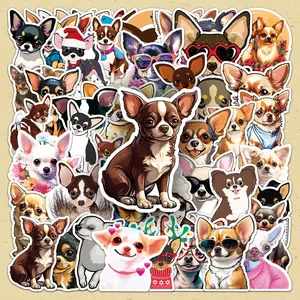 Cute Chihuahua Pattern Sticker, 100pcs/set Cartoon Dog Decorative Sticker, DIY Decorative Sticker for Scrapbooking & Journal Making, Funny Stickers