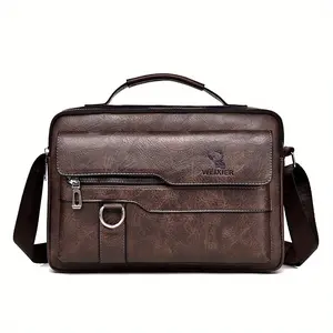 Multi-Function Men's Crossbody Bag | Vintage Brown with Textured Finish | Adjustable Strap & Shoe Compartment | Large Capacity for Travel & Everyday Use