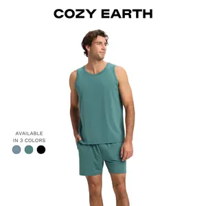 Cozy Earth Men’s First Layer Pajama Tank & Short Set | Ultra-Soft Bamboo Viscose & Supima Cotton Lounge Set