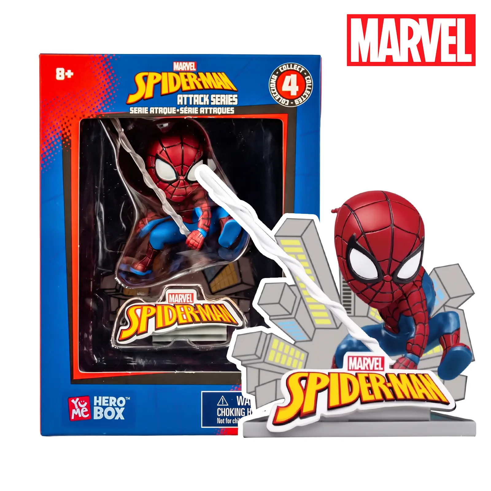 Marvel Spider-Man HeroBox Attack Series 3-Inch Collectible Figure, Dynamic Web-Swinging Pose, Window Box Gift for Fans