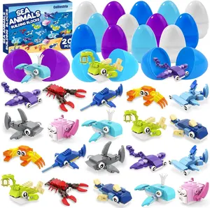 Mother Day Gift 20pcs Prefilled with Easters Eggs Building Blocks, Marine Animals Easters Building Gifts Toys for Kids Easters Basket Stuffers for Boy Girl School Classroom Prizes Hunt Supplies Party Favors