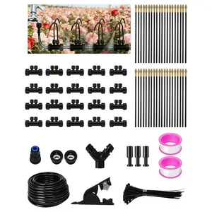 66FT Drip Irrigation System with 40 Nozzles, Automatic Drip Irrigation Kit, Garden Watering System with Dual- 360? Bendable  Nozzles for Lawn, Raised Bed (66FT, 40 Nozzles)
