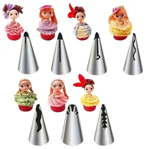 Stainless Steel Petal Tip Set, 7pcs/set Cake Decorating Nozzle Set, Professional Cake & Cupcake Decorating Tool, Baking Tool for DIY Baking, Pastry Decorating Tools, Pastry Decorative Kit
