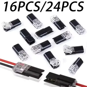 D2 Double-Line Interlocking Detachable LED Connectors, Reliable Durable Quick-Connect Terminals, Quick Snap, 2-Pin Bidirectional Plugs, No Soldering Required
