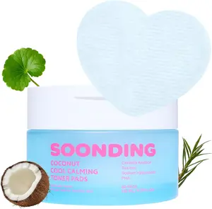[SOONDING] Coconut Cool Calming Toner Pads | Menthol-Free Cooling, Exfoliating & Soothing with Centella, Tea Tree & PHA | Dual-Texture 60 Pads | for All Skin Types | Korean Skin Care