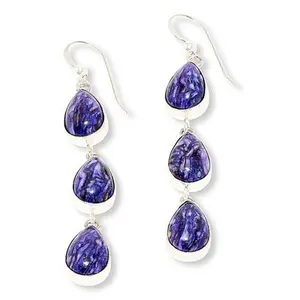 Mine Finds by Jay King Composite Purple Spiny Oyster Sterling Silver Drop Earrings