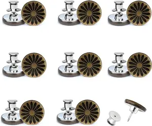 8 Pcs Button Pins for Jeans, Jean Buttons Pins for Loose Jeans, Jean Button Replacement, No Sew and No Tools Instant Needed Jean Button Pins for Pants, Reusable and Adjustable Clothes Buttons