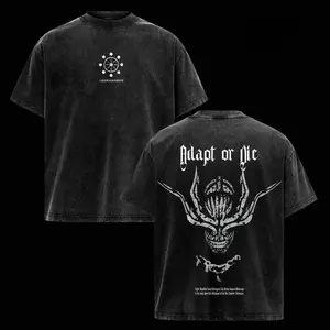 Men's Mahoraga Jujutsu Kaisen Anime Graphic Oversized T-Shirt - Vintage Washed Ribbed Classic Seamless Fabric Cotton Apparel, Gym Pump Cover Streetwear Unisex Casual Cotton Top Men's T-Shirt  Vintage Washed Anime Print Tee Anime