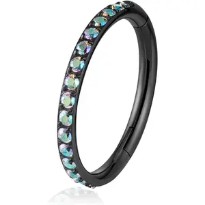 16G Titanium Cartilage Earring Hoop for Conch Helix Tragus 8mm 10mm 12mm  Hinged Clicker Nose Rings Septum   for Women Men