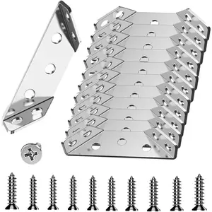 L Brackets for  - 12 count Corner Brackets Universal Stainless Steel Furniture Corner Connector, Metal Angle Bracket Corner Braces for , Small L Bracket for Shelves, Cabinet,Drawer,Chair,Table