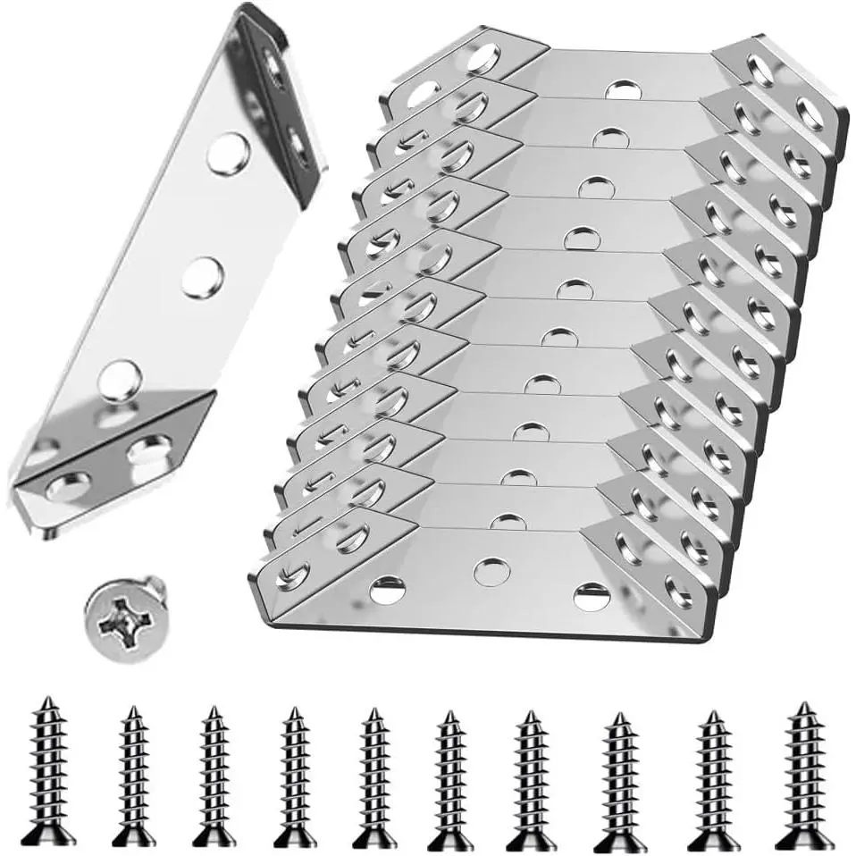 L Brackets for  - 12 count Corner Brackets Universal Stainless Steel Furniture Corner Connector, Metal Angle Bracket Corner Braces for , Small L Bracket for Shelves, Cabinet,Drawer,Chair,Table