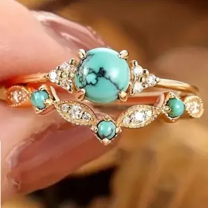 Set of 2 Fashion Turquoise Rings for Women – Stylish & Modern